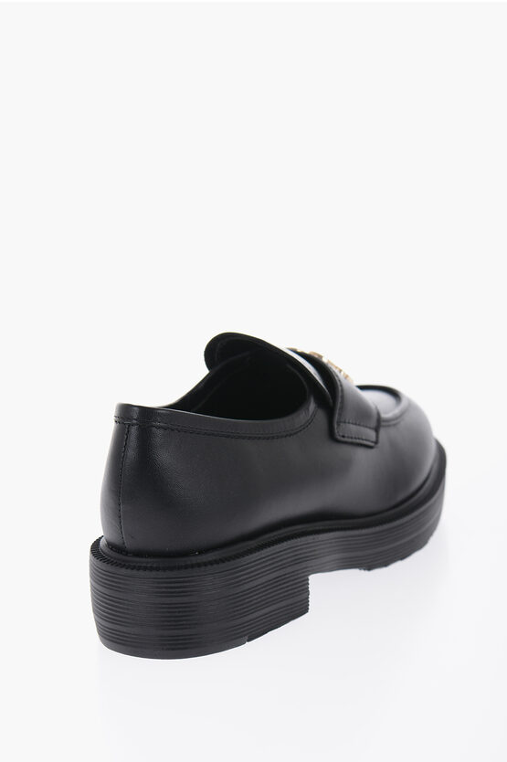 LOVE Leather Loafers with Gold Logo
