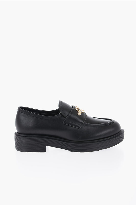 LOVE Leather Loafers with Gold Logo