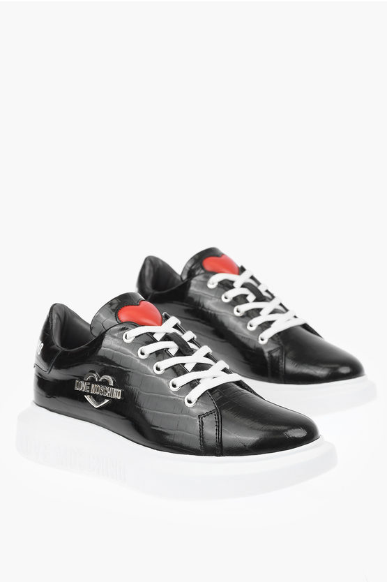 Moschino Love Leather Low-top Trainers Gomma40 With Logo In White