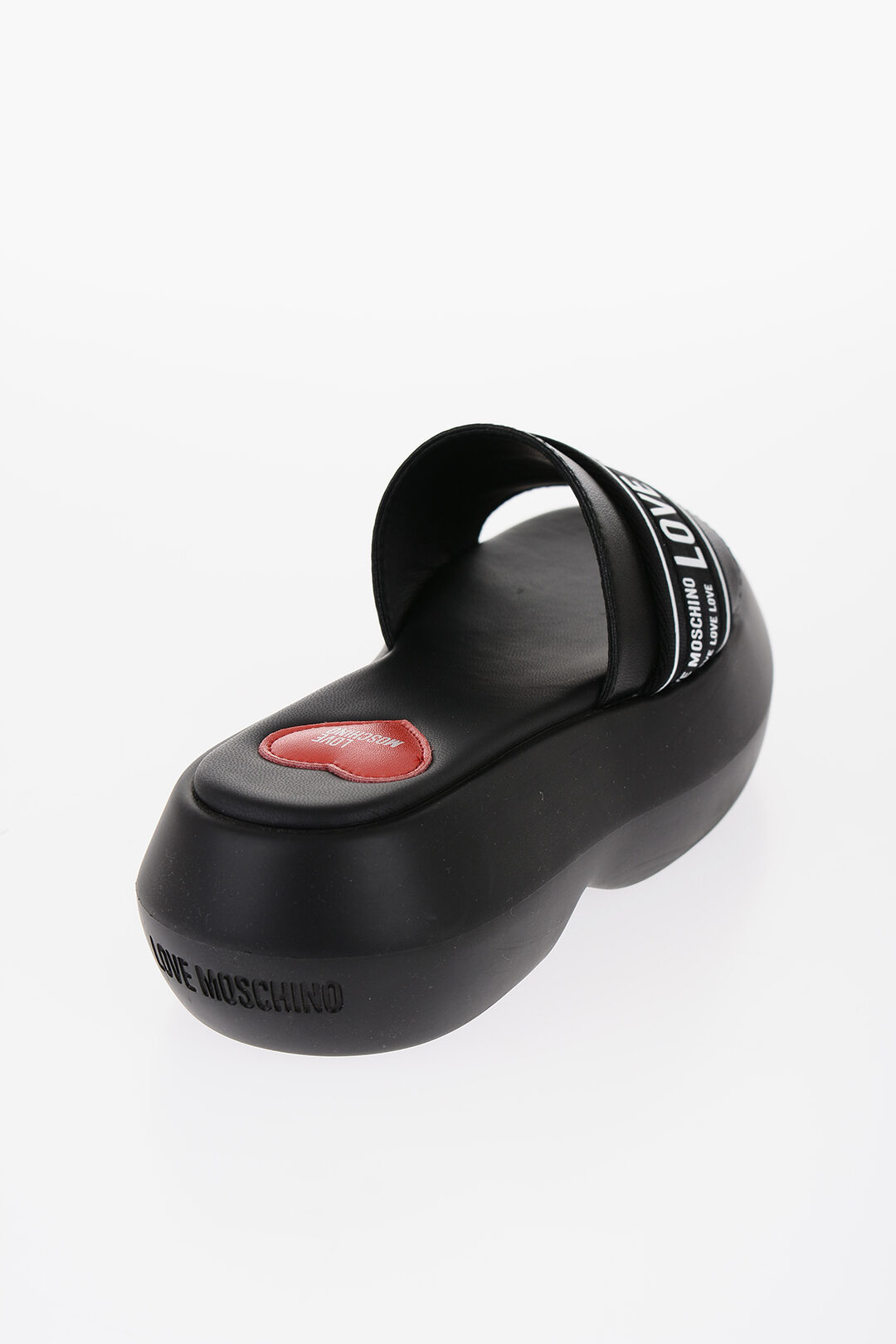 Moschino LOVE Leather Platform Sandals with Logoed Band 6cm women