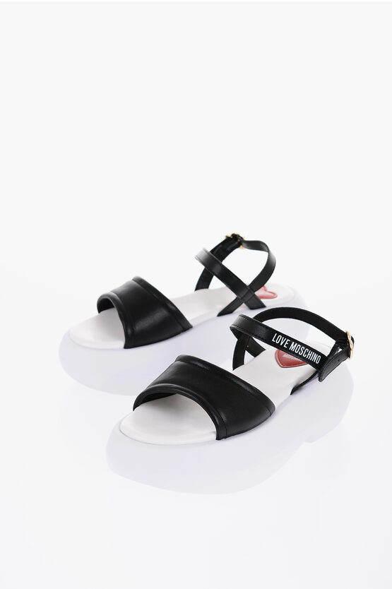 Moschino Love Leather Sandals With Platform 6cm In White