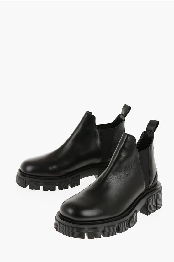Moschino Love Leather Tassel50 Chelsea Boots With Chunky Sole 5cm In Black