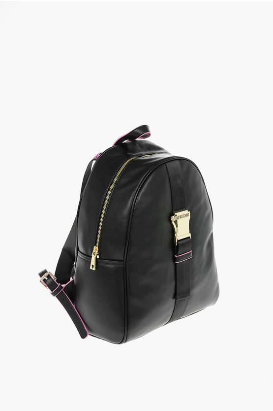 LOVE Logoed Shoulder Strap Faux Leather SAFETY Backpack 