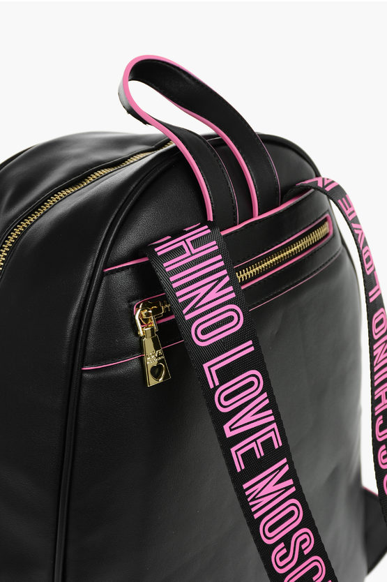 LOVE Logoed Shoulder Strap Faux Leather SAFETY Backpack 