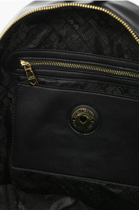 LOVE Logoed Shoulder Strap Faux Leather SAFETY Backpack 