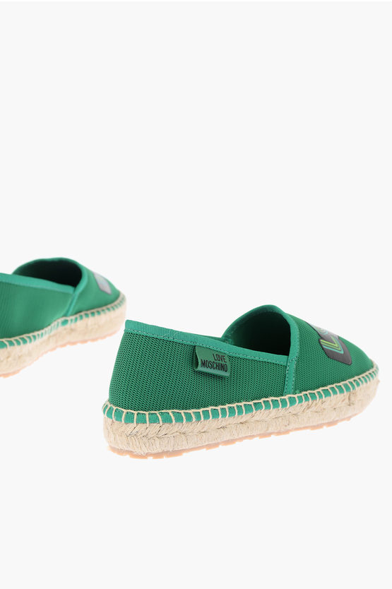 LOVE mesh espadrilles with logo-print and raffia sole