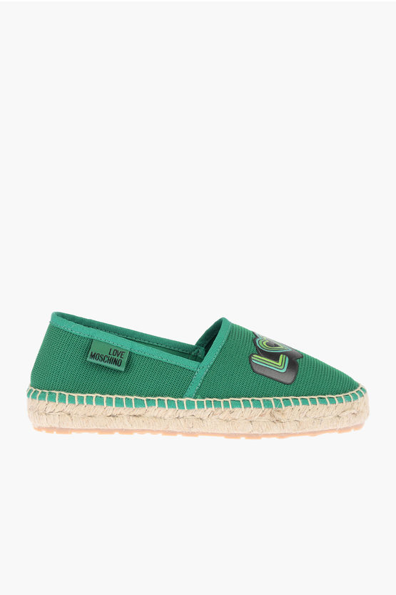 LOVE mesh espadrilles with logo-print and raffia sole