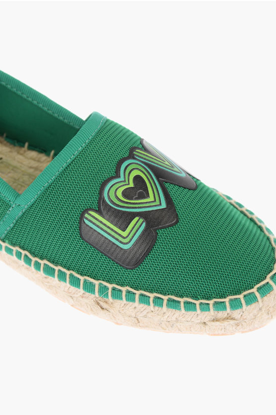 LOVE mesh espadrilles with logo-print and raffia sole