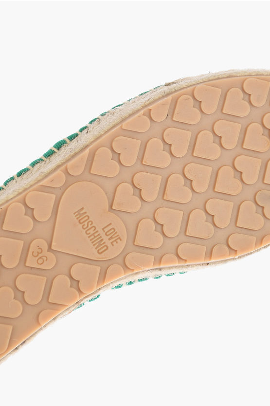 LOVE mesh espadrilles with logo-print and raffia sole