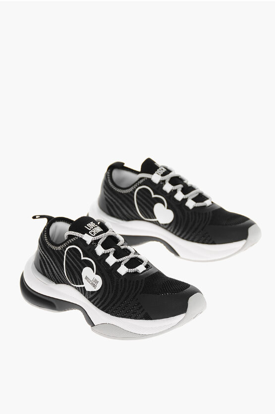 Moschino Love Mesh Sprint50 Low Trainers With Contrast Laces In White