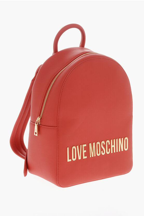 LOVE MOSCHINO Faux Leather Backpack with Lettering Logo 