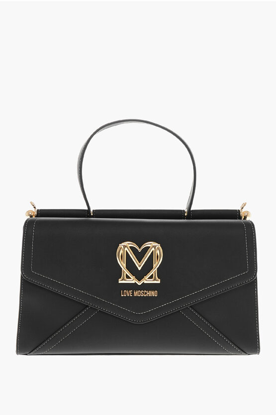 Moschino Love  Faux Leather Hande Bag In Burgundy