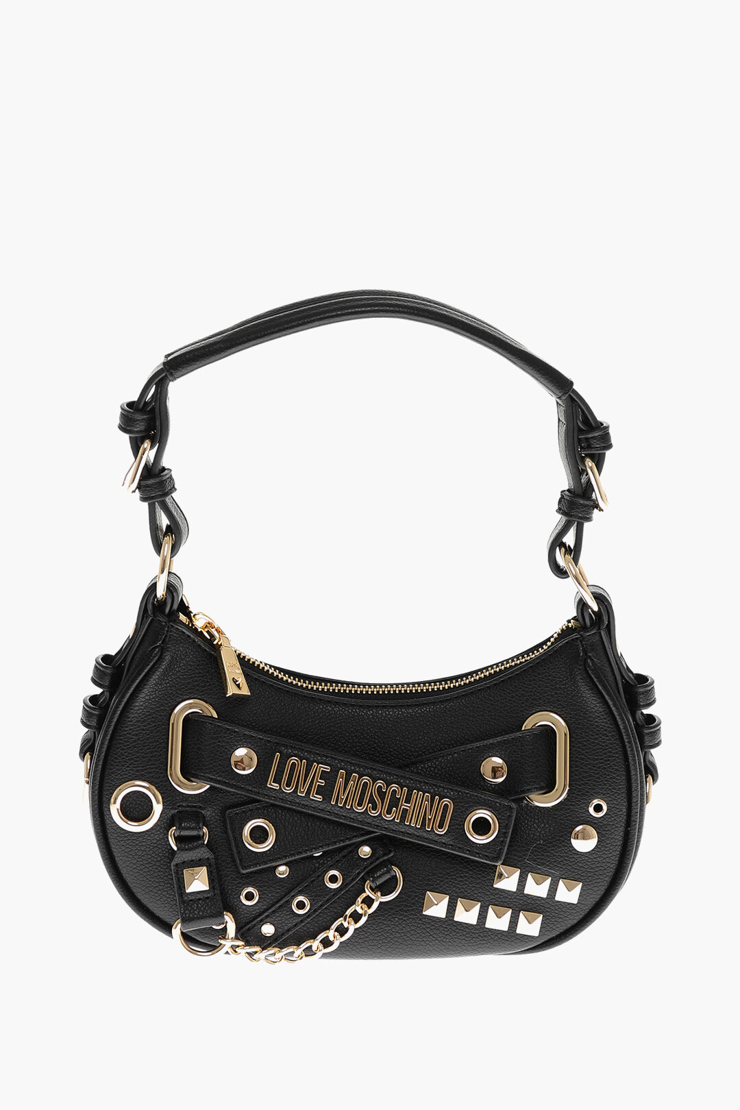 LOVE MOSCHINO Faux Leather STARRY NIGHT Bag with Golden Logo Lettering and Studs