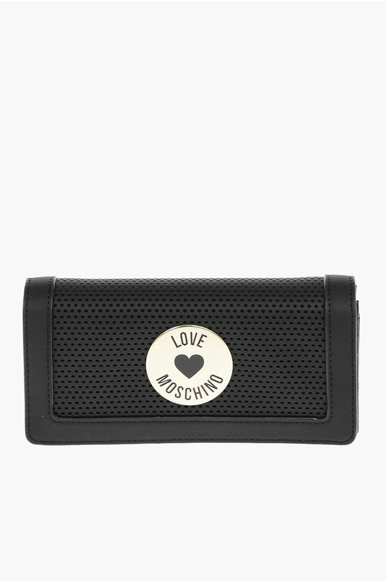 Moschino LOVE Perforated Faux Leather Wallet with Front Logo women Glamood Outlet