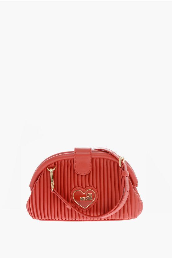 Moschino Love Pleated Faux Clutch With Removable Shoulder Strap In Red