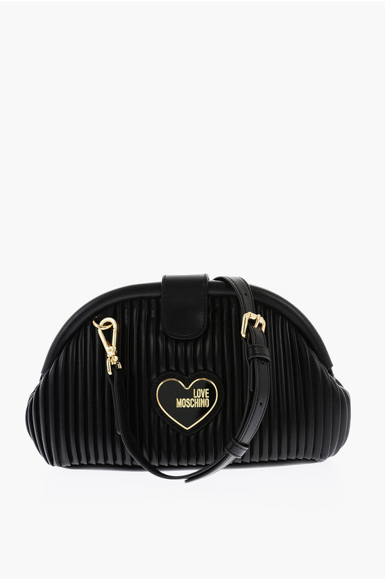 Moschino Love Pleated Faux Leather Mini Bag In Burgundy