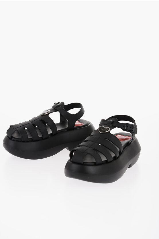 Moschino Love Pvc Sandals With Platform 6,5cm In Black