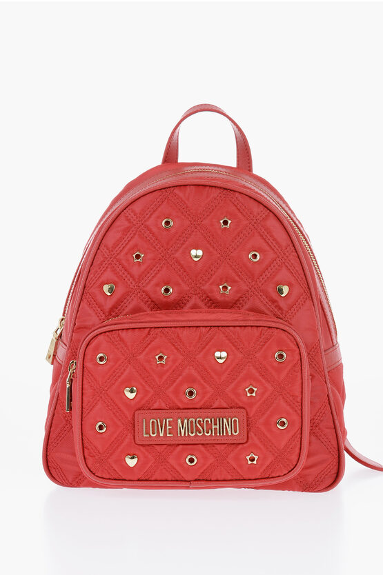 Shop Moschino Love Quilted Backpack With Metallic Applications