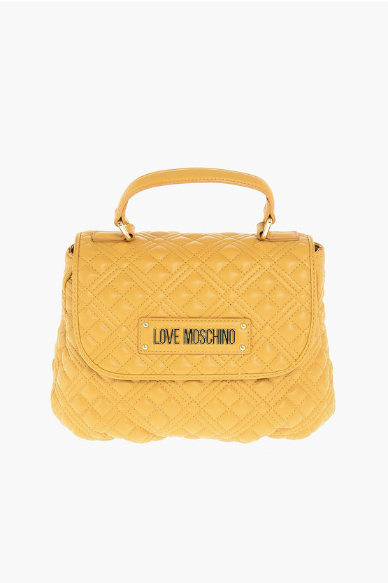 Moschino Love Quilted Bag With Removable Shoulder Strap In Yellow