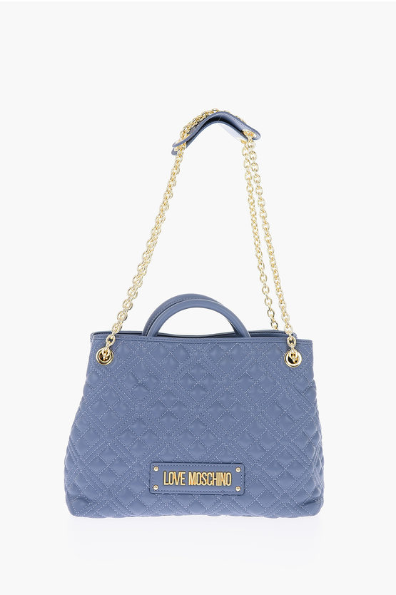 LOVE Quilted Eco-Leather Bag with Gold Chain