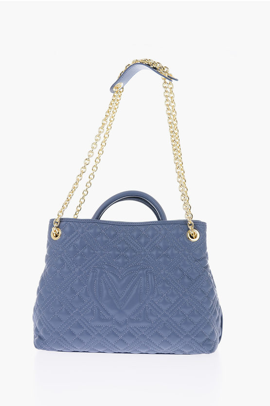 LOVE Quilted Eco-Leather Bag with Gold Chain