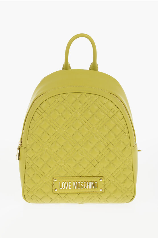 LOVE Quilted Faux Leather Backpack with Gold Logo
