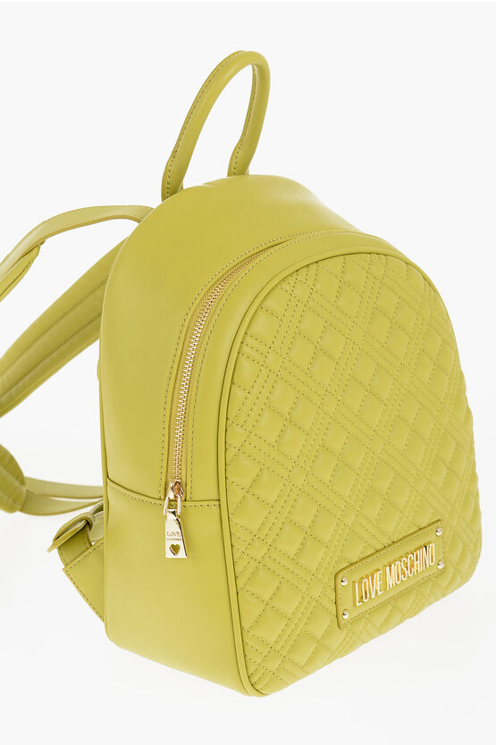 LOVE Quilted Faux Leather Backpack with Gold Logo