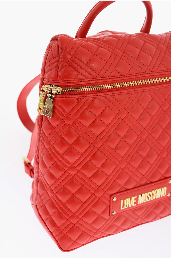 LOVE Quilted Faux Leather Backpack with Golden Logo