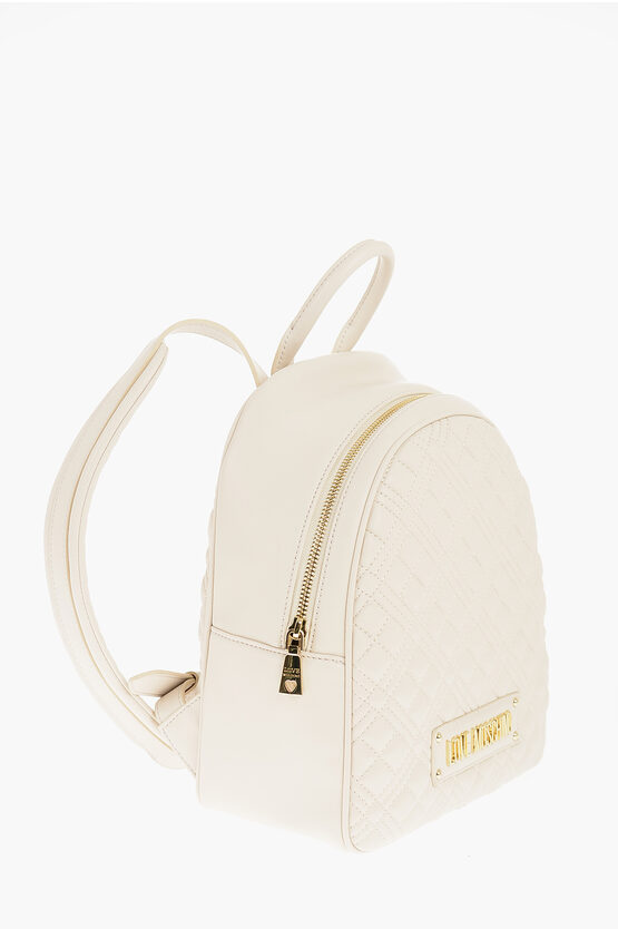 LOVE Quilted Faux Leather Backpack with Golden Logo