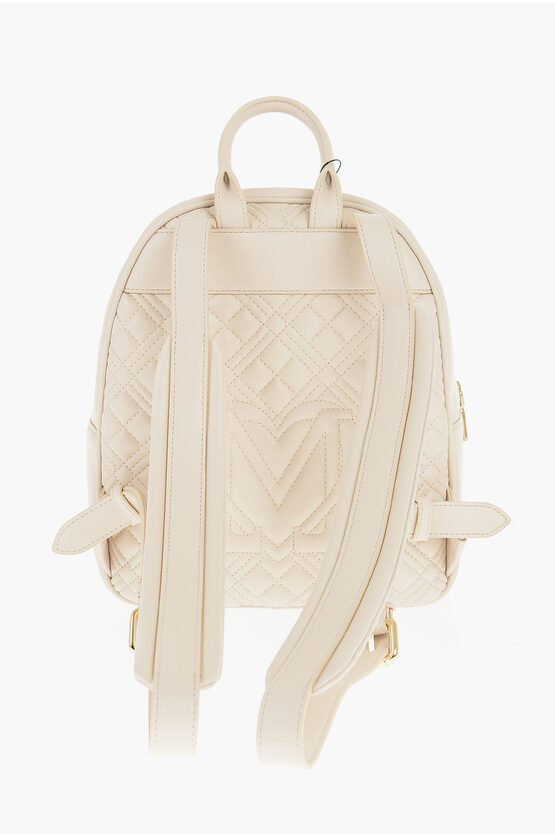 LOVE Quilted Faux Leather Backpack with Golden Logo