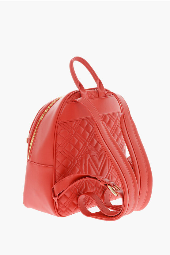  	LOVE Quilted Faux Leather Backpack with Matched Pouch