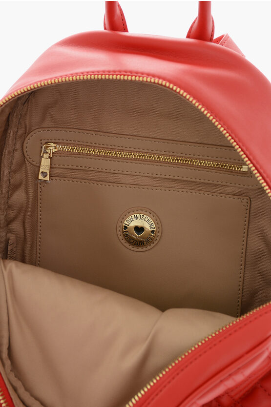  	LOVE Quilted Faux Leather Backpack with Matched Pouch