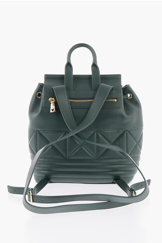 LOVE Quilted Faux Leather Backpack with Metal Golden Logo