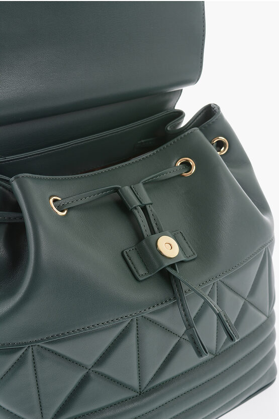 LOVE Quilted Faux Leather Backpack with Metal Golden Logo