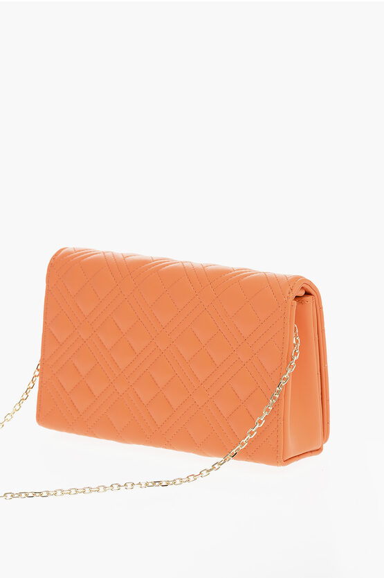 LOVE Quilted Faux Leather Bag with Chain Shoulder Strap