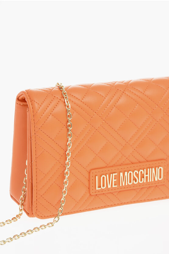 LOVE Quilted Faux Leather Bag with Chain Shoulder Strap
