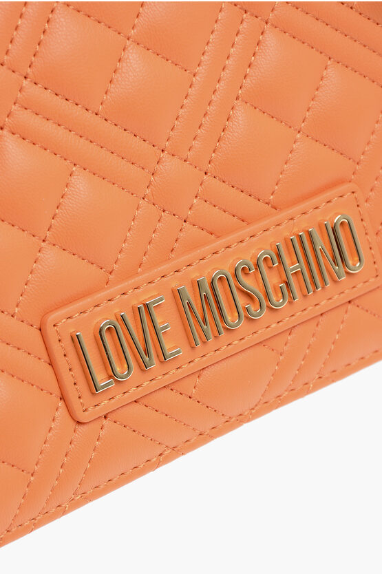 LOVE Quilted Faux Leather Bag with Chain Shoulder Strap