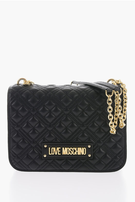 LOVE Quilted Faux Leather Bag with Chain Strap