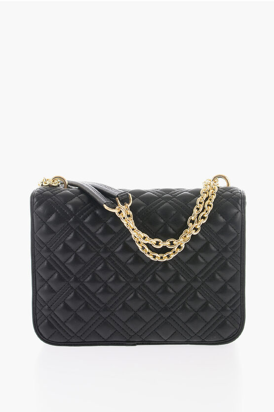 LOVE Quilted Faux Leather Bag with Chain Strap