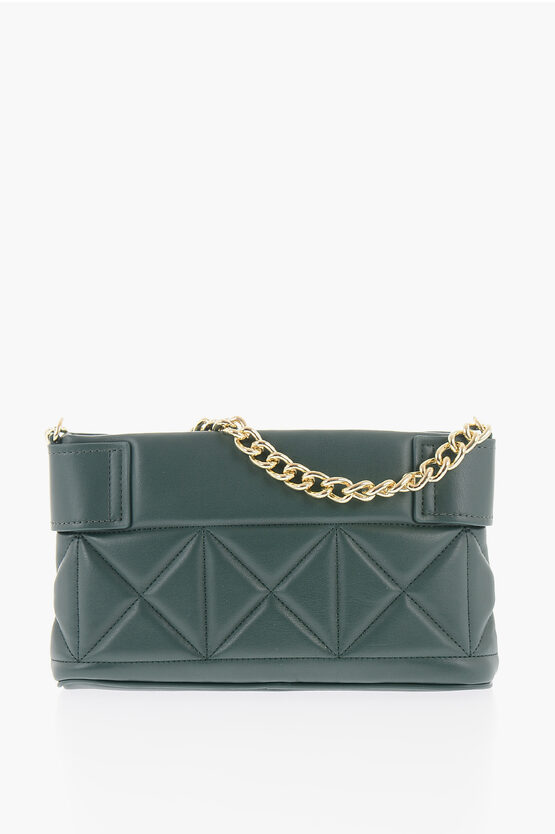 LOVE Quilted Faux Leather Bag with Golden Chain