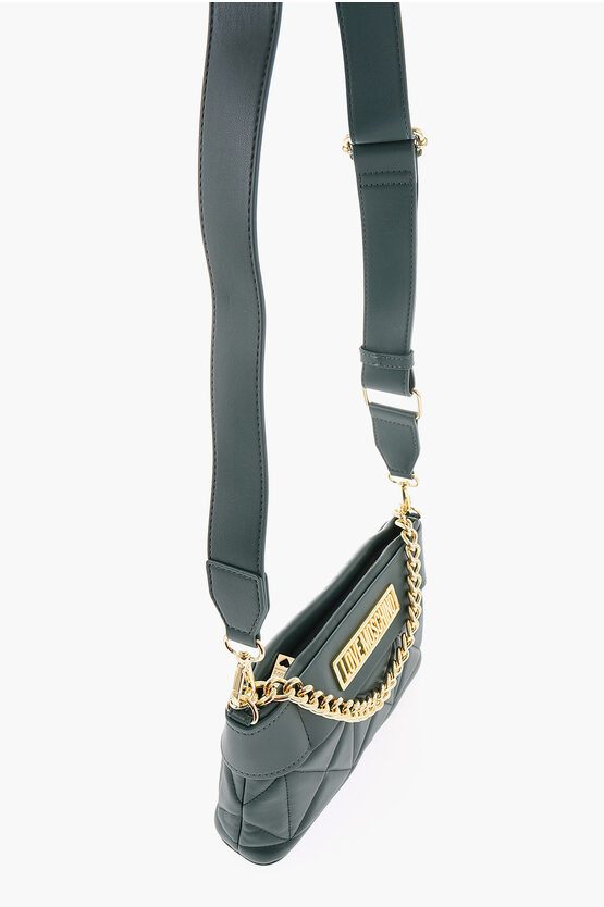 LOVE Quilted Faux Leather Bag with Golden Chain