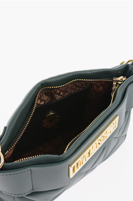 LOVE Quilted Faux Leather Bag with Golden Chain