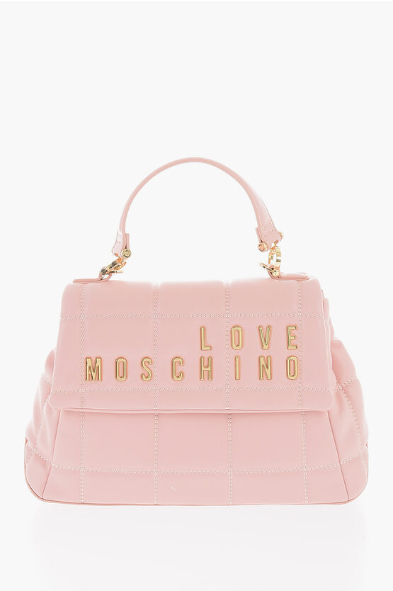 Moschino Love Quilted Faux Leather Bag With Golden Logo