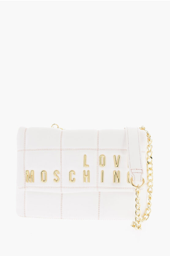 Moschino Love Quilted Faux Leather Bag With Removable Chain Shoulder In Burgundy