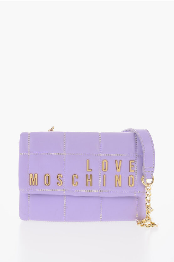 Moschino Love Quilted Faux Leather Bag With Removable Chain Shoulder In Burgundy