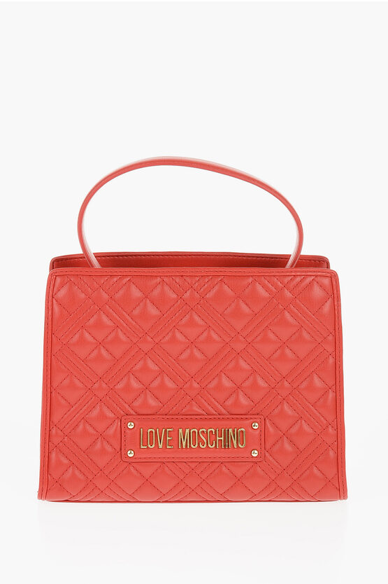 LOVE Quilted Faux Leather Bag with Removable Strap