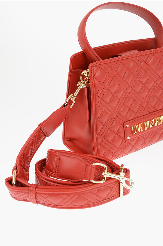 LOVE Quilted Faux Leather Bag with Removable Strap