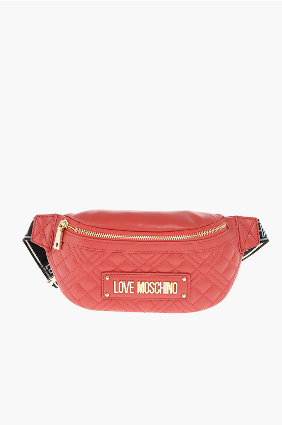 Moschino Love Quilted Faux Leather Bum Bag In Orange