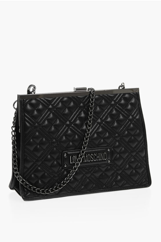 LOVE Quilted Faux Leather Crossbody Bag with Tone-on-Tone Logo