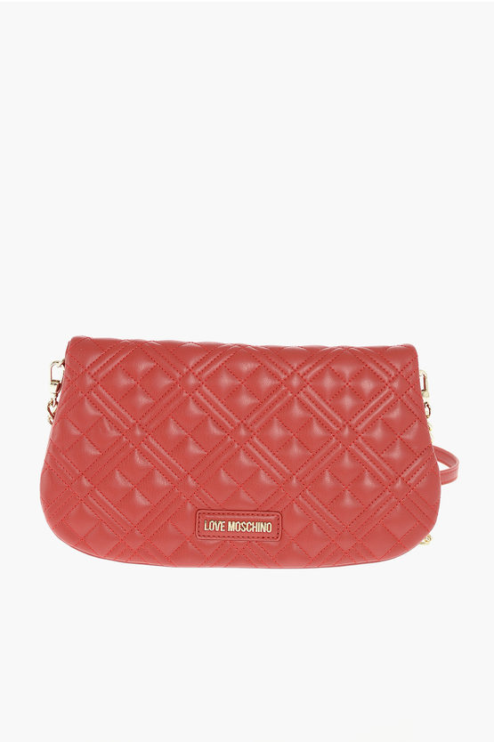 Moschino Love Quilted Faux Leather Crossbody Bag In Black